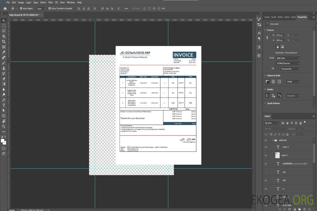Modèle de facture USA JD template Modèle de facture USA JD template